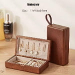 Portable Travel Jewelry Organizer Box in Solid Mahogany and Metal