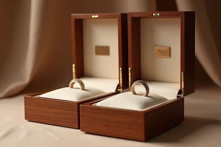 Custom wooden jewelry boxes with velvet lining for jewelry brands