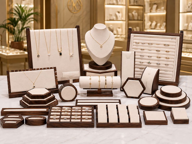 Custom wooden jewelry display props for jewelry stores and counters