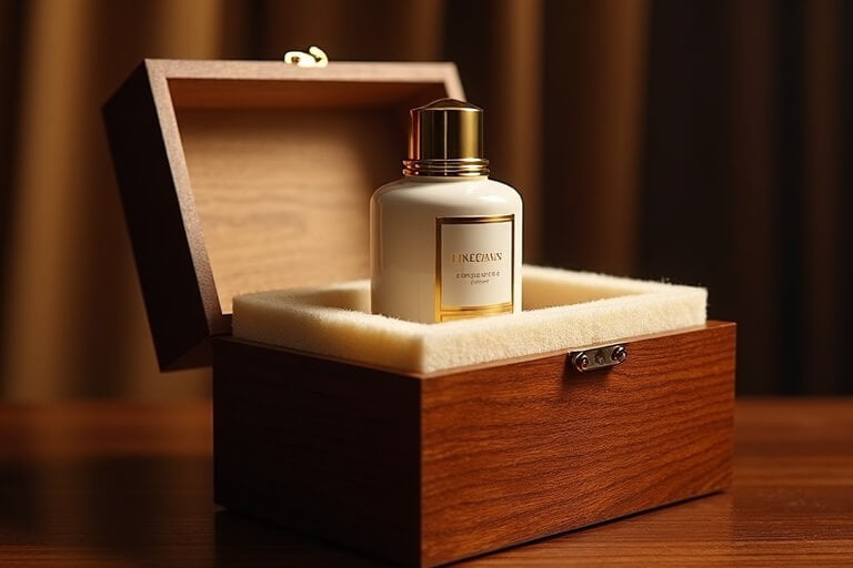 Luxury wooden perfume boxes with piano lacquer finish for fragrance brands
