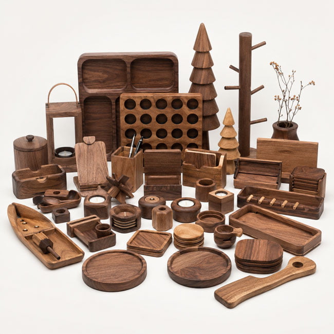 Other custom wooden products for retail counters, showcases and branded packaging projects
