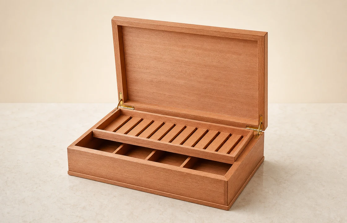 Spanish cedar cigar boxes with natural cedar lining for traditional cigar packaging and private label export