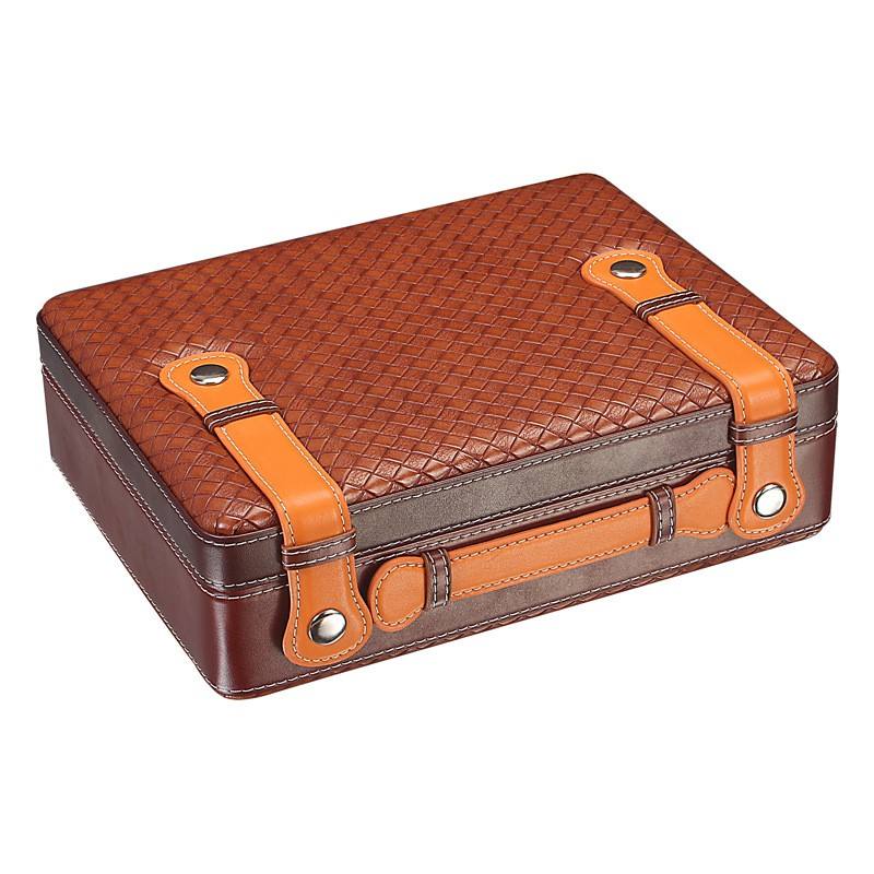 PU leather cigar humidor cabinet with hygrometer and handle