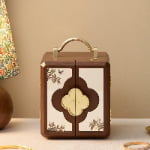 Double Mirror Door Jewelry Storage Box with Metal Handle