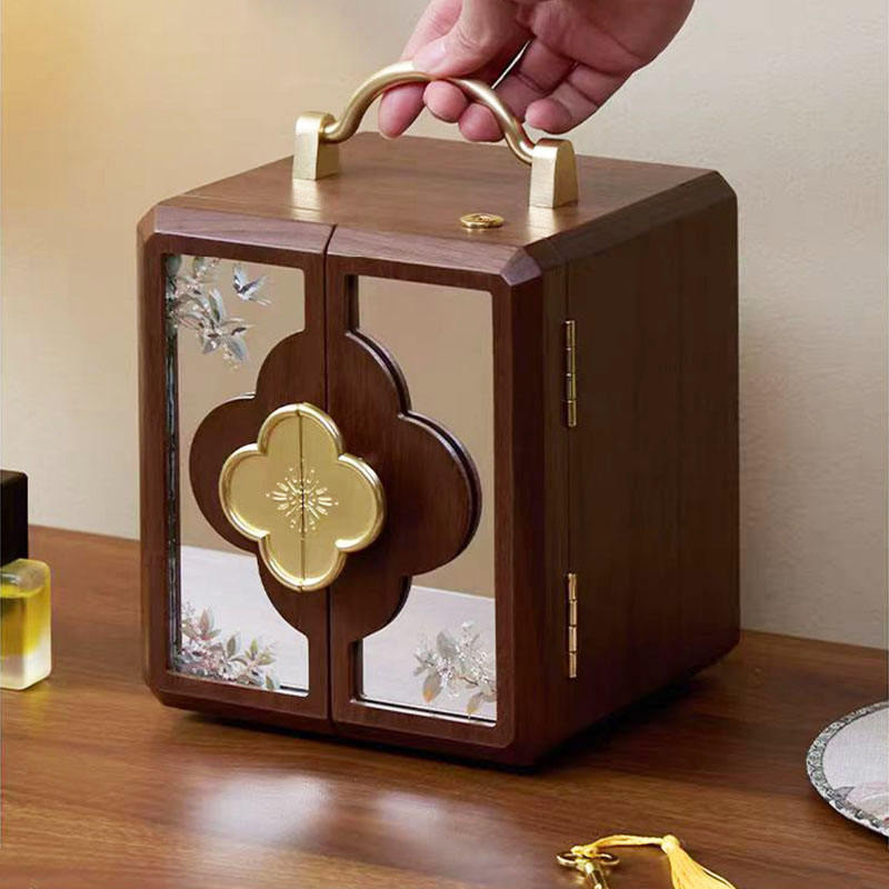 wood luxury jewelry organizer in walnut finish