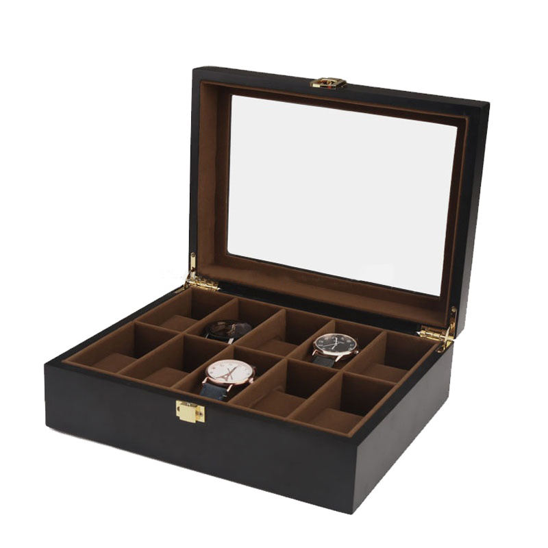 black wooden watch gift case for OEM ODM packaging