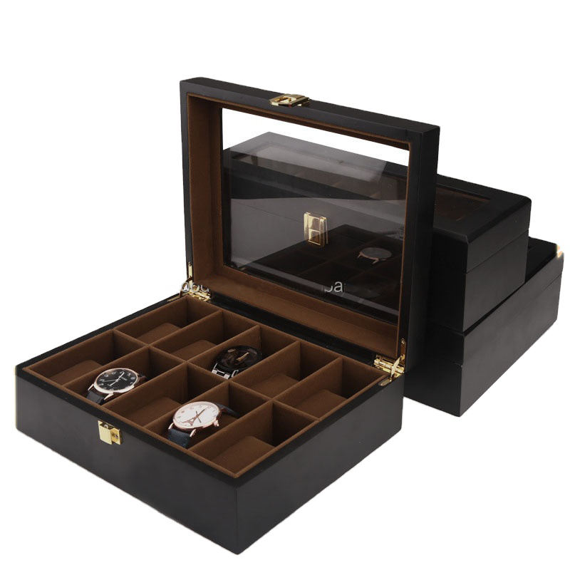 custom logo watch display case with clear window