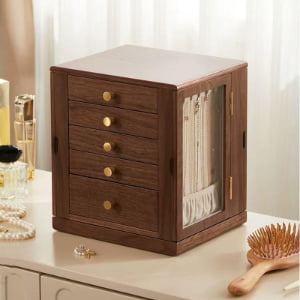 luxury 5 layer jewelry storage box with 3 Clear Glass Doors