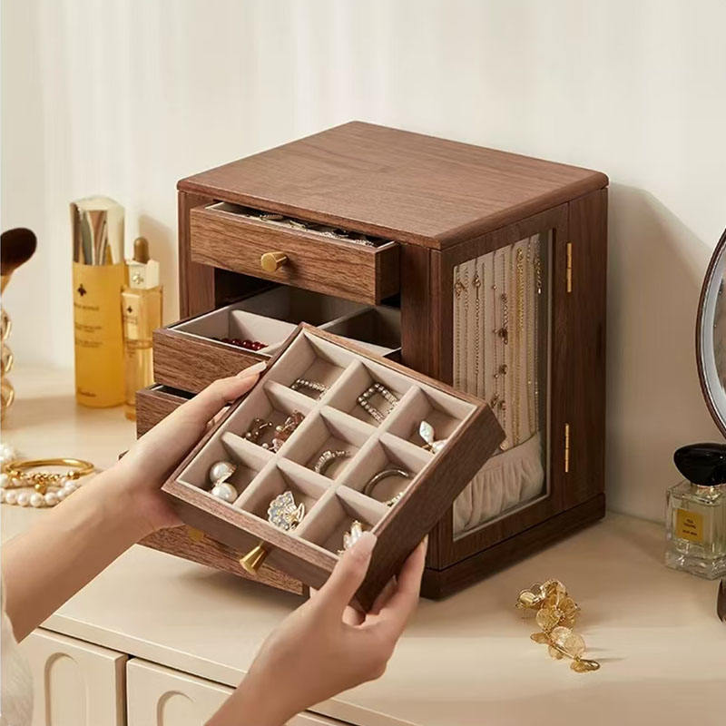 jewelry storage box with glass doors for boutique display