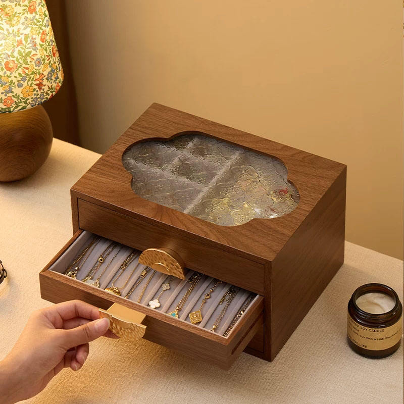 luxury wooden jewelry organizer for boutique display