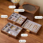 walnut jewelry storage box for rings earrings and accessories