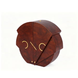 Fan Shaped Wooden Whisky Gift Box with Golden Press Latch