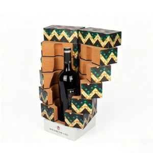 Soft Cork Liner Modular Wine Gift Box with Printed Art Pattern
