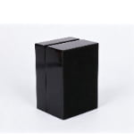 Black lacquer essential oil box with gold stamp logo