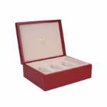 Red Velvet Perfume Packaging Box with Custom Gold Stamp Logo