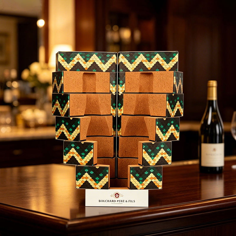 Modular block design wine packaging box for luxury bottles