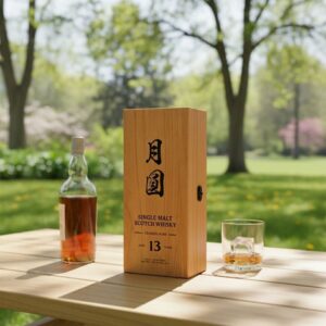 Single Bottle Rubber Wood Wine Box with Vintage Style