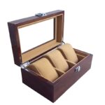 clear glass lid watch box for three watches