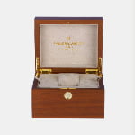 custom logo watch case in rectangle wood finish
