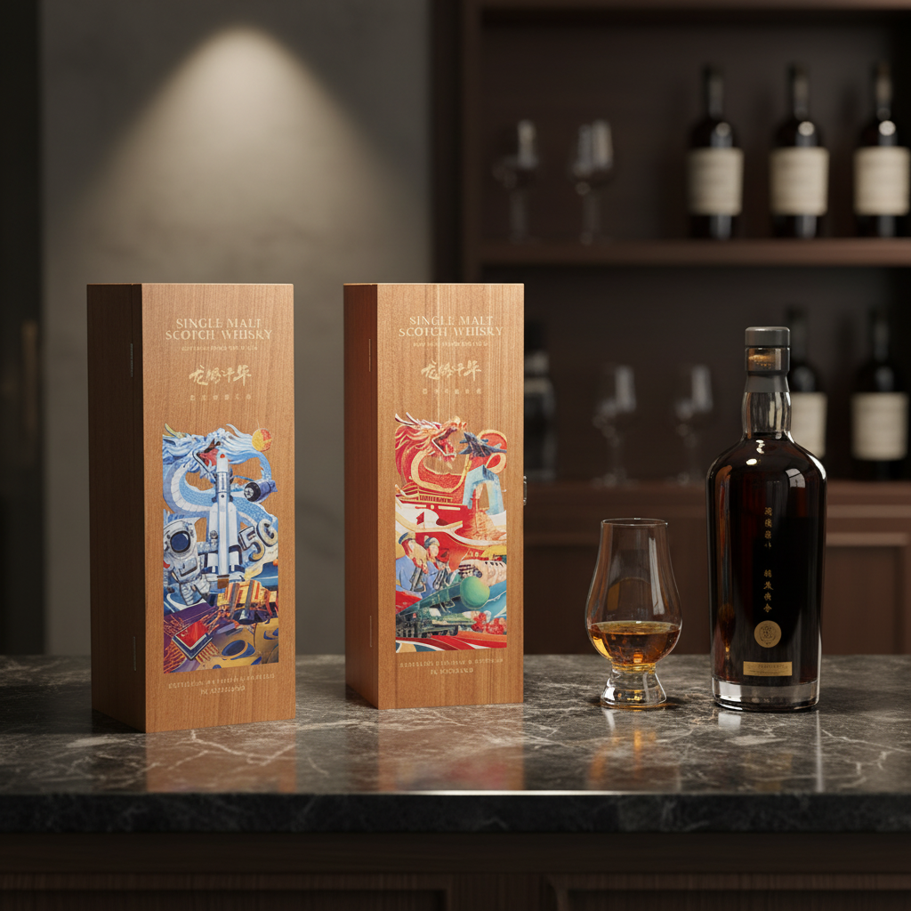 Wooden wine gift boxes used for corporate gifting and luxury winery retail packaging -- premium wooden wine and spirits packaging