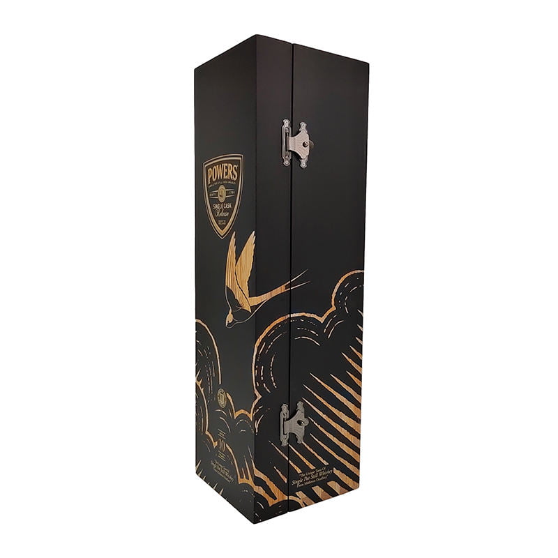 Laser engraved wine packaging with logo carving area