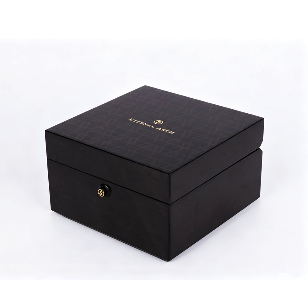 High Gloss Wooden Watch Storage Box with Dual-Sided Tray