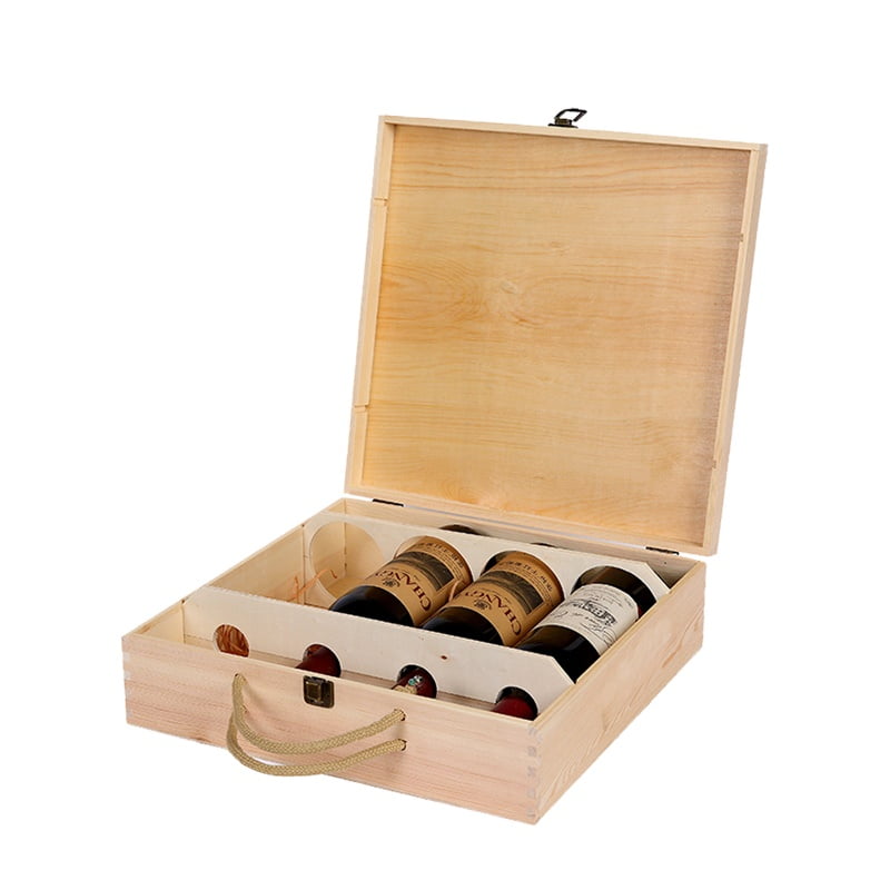 Custom pine wood wine box with logo customization option