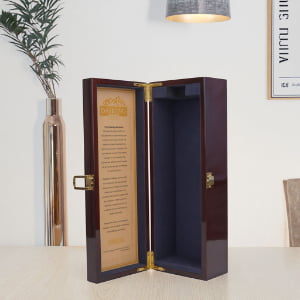 High Gloss Wooden Wine Whisky Box with Metal Logo