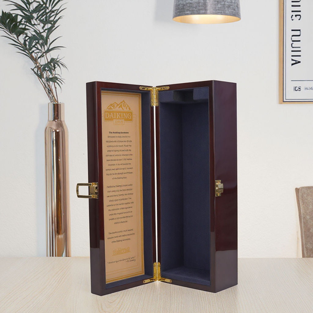 High Gloss Wooden Wine Whisky Box with Metal Logo