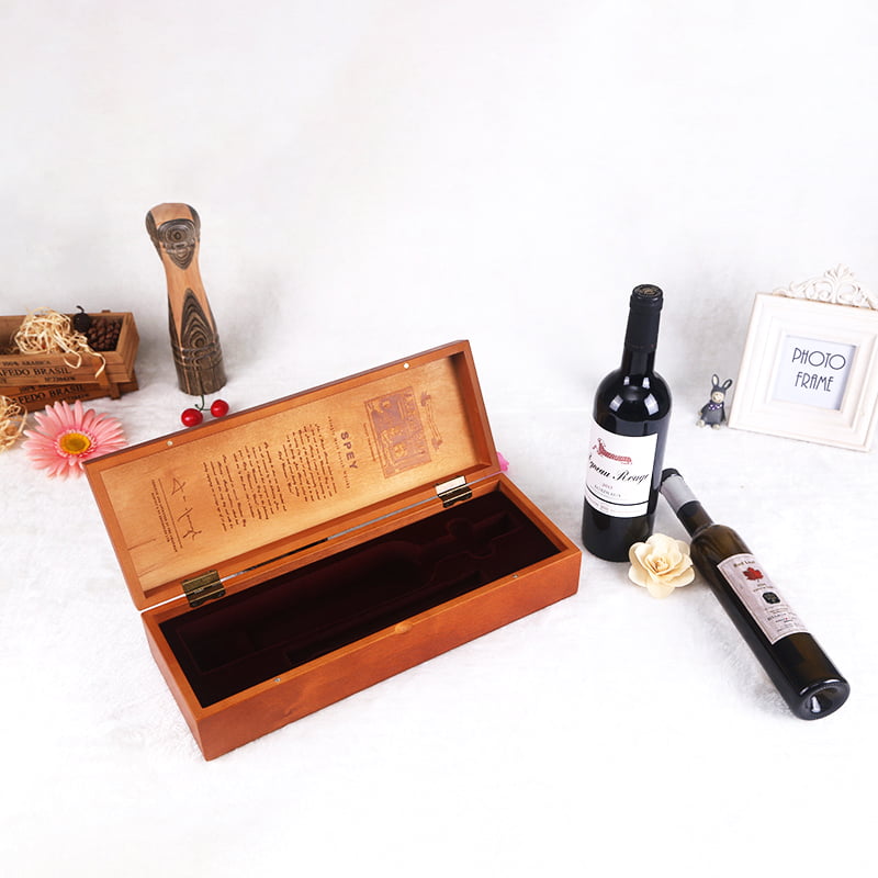 Luxury wooden wine gift box with fitted bottle interior