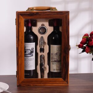 Double Bottle Wooden Wine Display Box for Premium Gift Sets