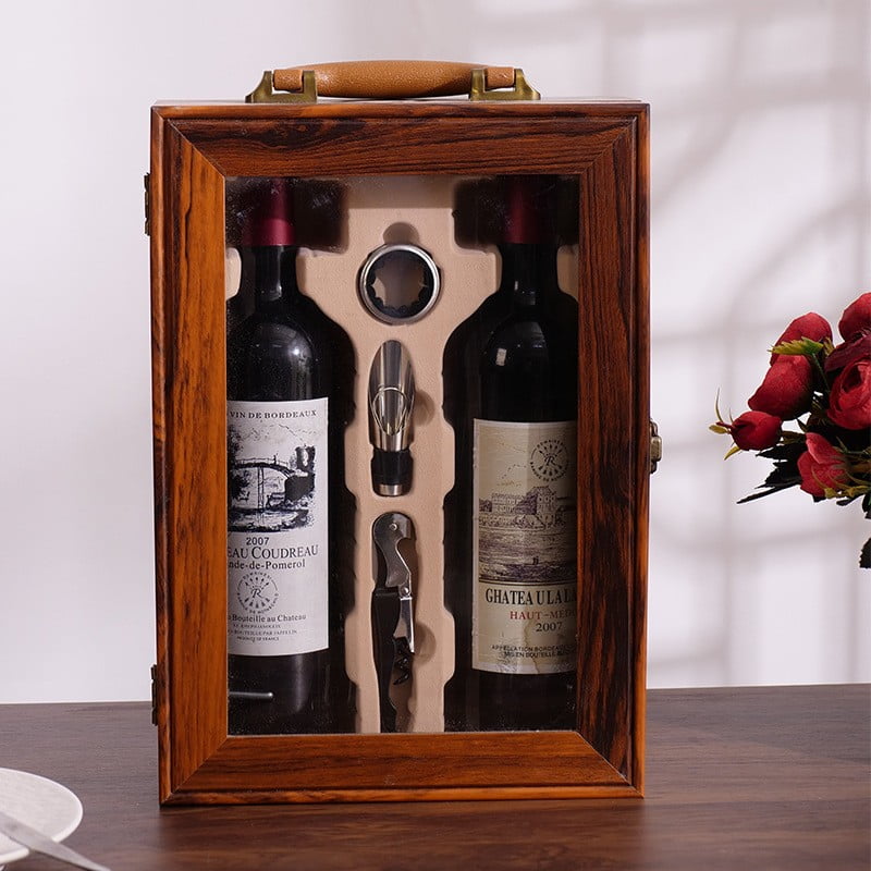 Double Bottle Wooden Wine Display Box for Premium Gift Sets