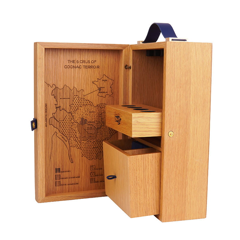 Custom wooden wine gift box with PU EVA and metal details