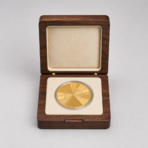 Walnut Single Coin Presentation Box, a Custom Wooden Box for Programs