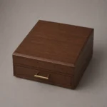 walnut coin capsule drawer box closed view