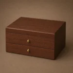walnut multi tier coin collection chest closed view
