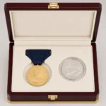 burgundy lacquer medal and coin box top down open view