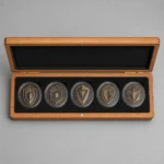 oak challenge coin presentation case top down open view
