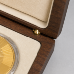 walnut coin box brass hinge and suede lining detail