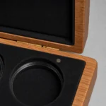 oak challenge coin presentation case craft and hardware detail
