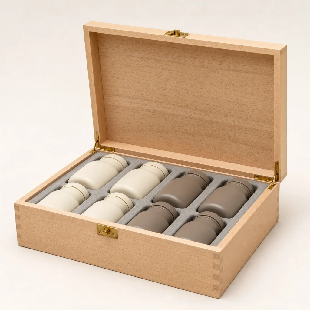 Nutrition Bottle Presentation Wooden Box in Beech
