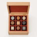 beech wood box for traditional seal stamp presentation top down interior view