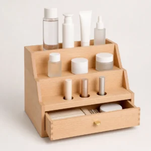 Beech Wood Box Organizer for Cosmetic Displays