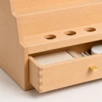 beech wood box organizer for cosmetic displays craft and finish detail