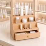beech wood box organizer for cosmetic displays showroom application scene
