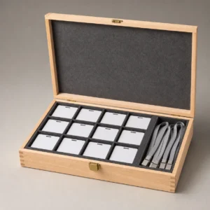 Beech Wood Box Organizer for Conference Badges