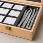 beech wood box organizer for conference badges craft and finish detail