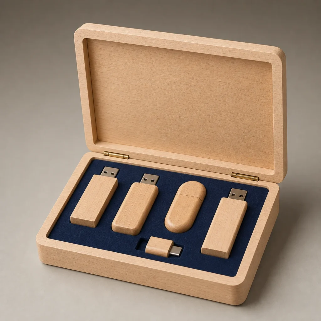 Beech Wooden Box for USB Drive Gift Sets