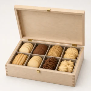 Compartmented Cookie Wooden Box with Birch Finish