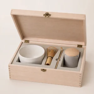 Matcha Bowl and Whisk Wooden Box in Birch